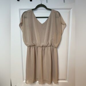 Lush Pink/ Beige Sleeveless Chiffon Flowy A-line Mini Dress